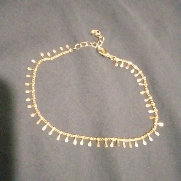 14K plated textured dangle Anklet 😍 - Picture 1 of 9